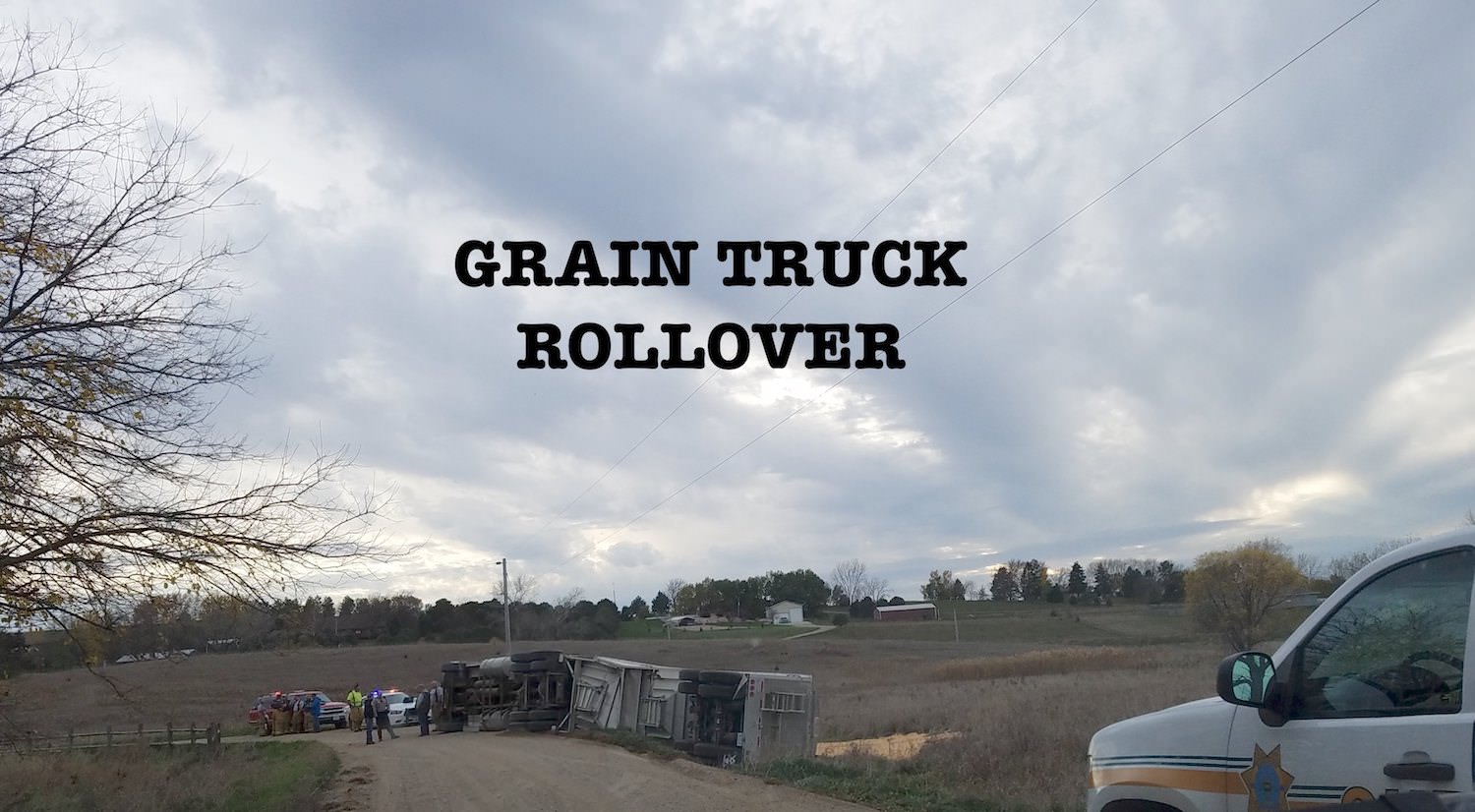 Truck hauling corn rolled over just off K18 and Hwy 12