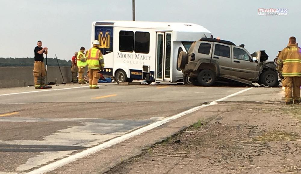Mount Marty Golf Team bus crash on Highway 12 in Plymouth County
