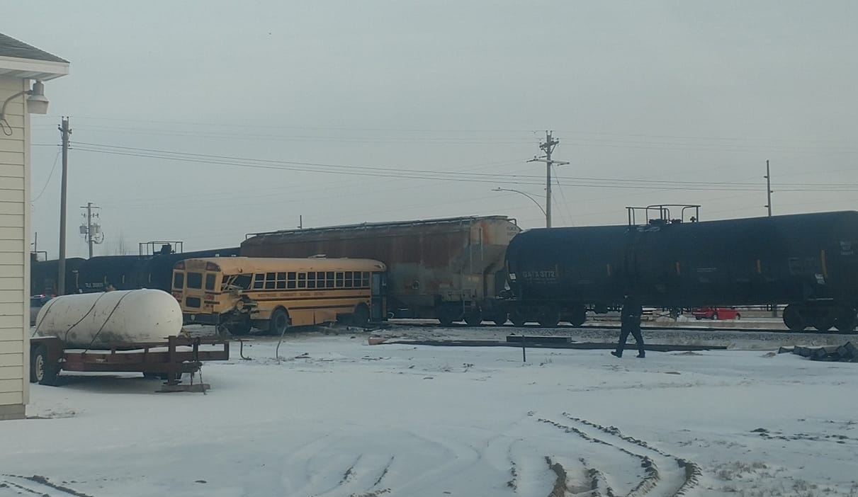 No injuries after train strikes stalled school bus near Salix Wednesday
